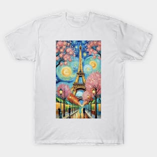 Eiffel Tower Reverie: Van Gogh's Parisian Dreamscape T-Shirt